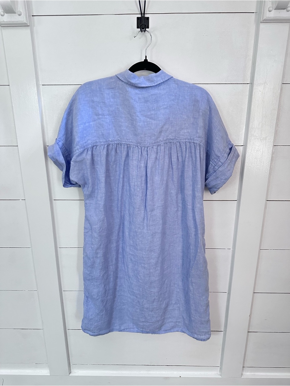 Baird McNutt J Crew 100% Irish Linen blue relaxed lagonlook classic shirt dress - Picture 3 of 11